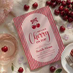 Invitation Baby Shower Cerise sur le Gâteau