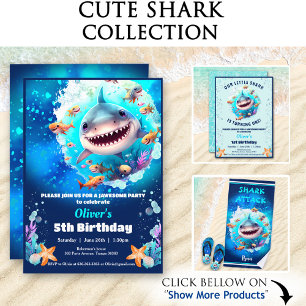 Papier Cadeau Cute Shark Boy Anniversaire Nom du texte Papier d'