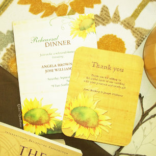 Invitation Mariage de tournesol rustique Bleu Pays