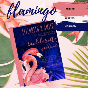 Flamants roses tropicaux Faire-part de mariage mod