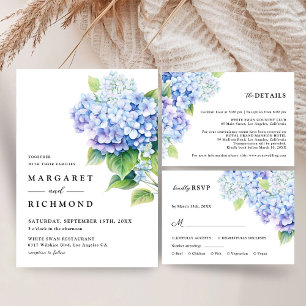 Hydrangea Dusty Blue Floral Mariage Carte de remer