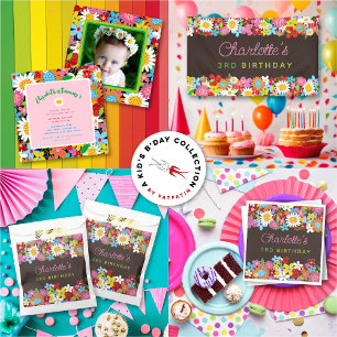 Invitation Fleurs de printemps Deux bébé fille 2e anniversair