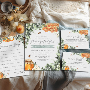 Invitation Baby shower d'abeilles de miel à fleurs d'orange