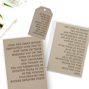 Invitation Simply Typography Amusants et Mariage informel