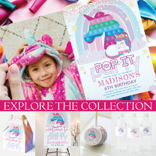 Unicorn Pop It Anniversaire Photo Party Invitation