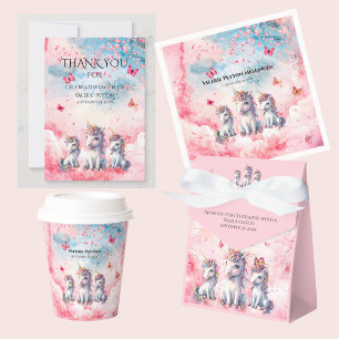 Serviettes en papier Baby shower Unicorne enchanté