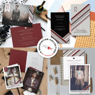 Carte D'appel Élégant Preppy Brown Pin Stripes Moderne Graduate