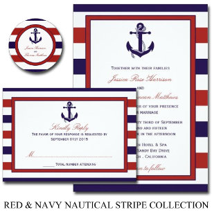 Invitation La collection de Mariages d'Ancres nautiques Red &