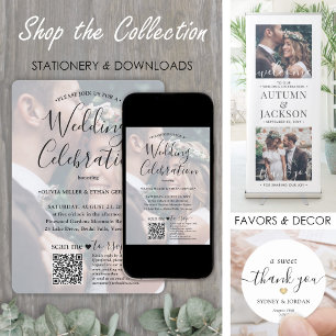 Invitation Superposition photo Code QR RSVP Mariage de script