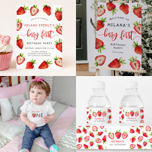 Invitation Fraise 1er anniversaire   Berry First Photo