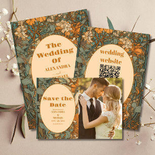 Menu Terracotta Floral Art Nouveau Mariage