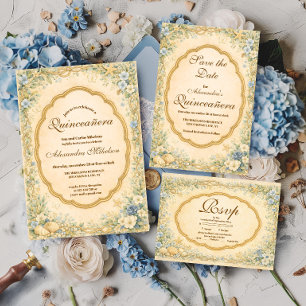 Invitation Quinceañera de jardin côtier vintage