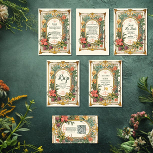 Invitation Vintage Floral Art Nouveau Mariage