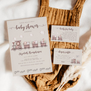 Carte D'accompagnement Safari Animaux Train Baby shower Boîtier Ca