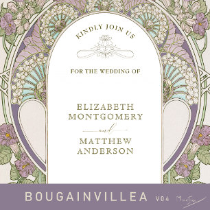 Lilac Wedding Invitations Art Nouveau par Mucha