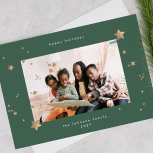 Cartes Pour Fêtes Annuelles Starry Premium Emerald Onyx photo de Noël heureux