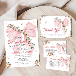 Carte de remerciements de Baby shower Berry Rose B
