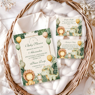 Invitation Le Baby shower de la jungle de Cute Dino