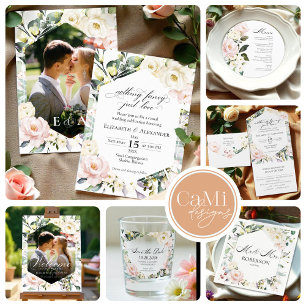 Invitation Boho Green Cadre Floral Mariage Photo