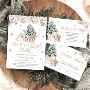 Invitation On peut attendre le Baby shower d'ours polaires d'