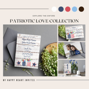 Invitation Patriotic Love II Rustic 4 juillet Photo Mariage