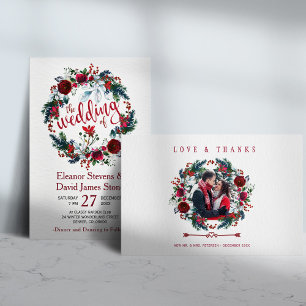 Faire-part de mariage Rustique hiver floral BUDGET