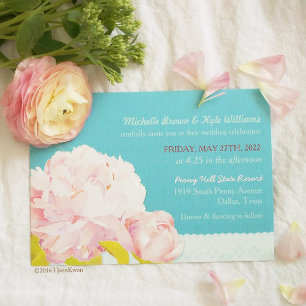Sticker Rond Pink Peony Lagoon Mariage Merci