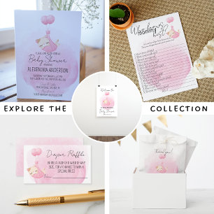 Invitation Kitten rose personnalisé bébé fille douche