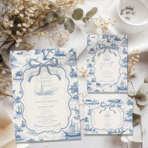 Invitation Toile Chic Mariage de mâchoire nautique