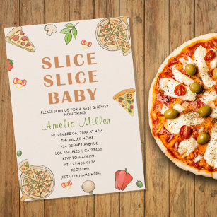 Sticker Rond Baby shower de pizza pour bébés Slice Slice