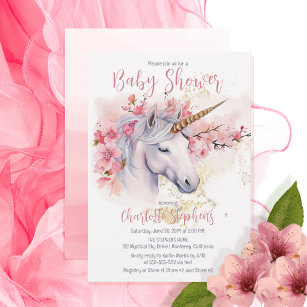 Banderoles Unicorne mystique   Baby shower rose floral fille