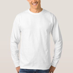 Blanc T-shirt brodé à manches longues pour homme