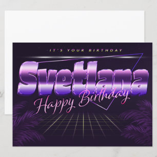Svetlana Nom Prénom carte rétro lilas Anniversaire