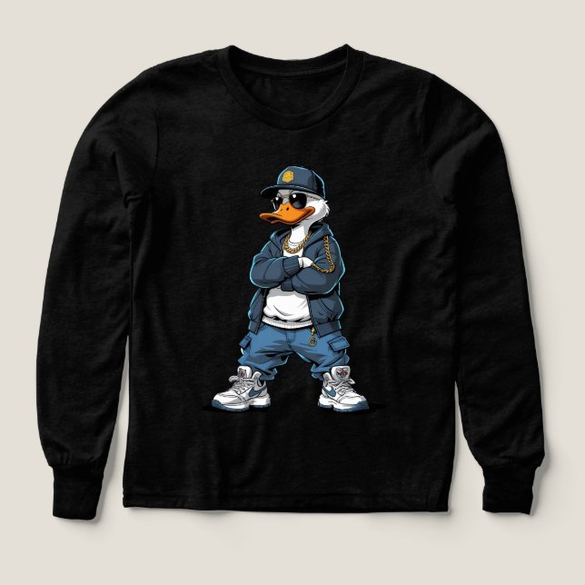 Swag Cartoon Duck with Gold Chains and Hoodie (Motif recto)
