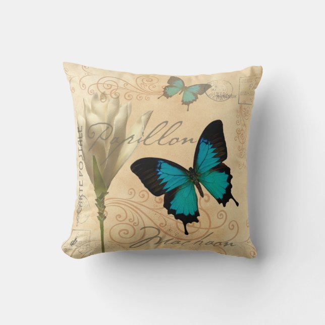 Swallow Tail Turquoise Papillon Coussin postal (Recto)