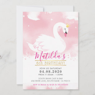 SWAN ANNIVERSAIRE INVITATION jolie tiara or rose