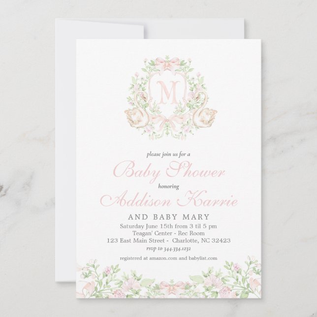 Swan Baby shower invitation (Devant)