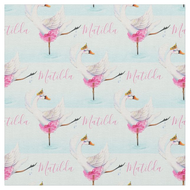 Swan ballet danseur nom personnalisé aqua tissu mo (Fermer)