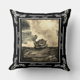 Swan Lake mon dessin numérique Coussin LS marron 