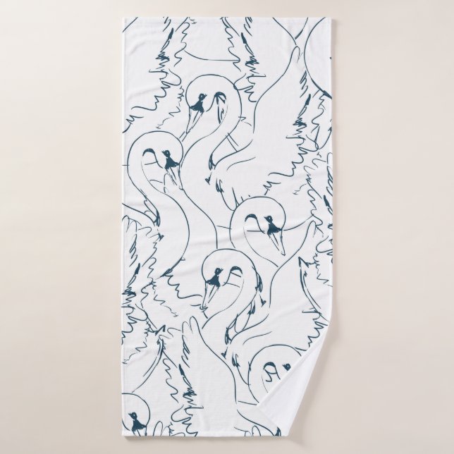 Swan Motif Seamlessswan, motif, abstrait, dos (Serviette de bain)