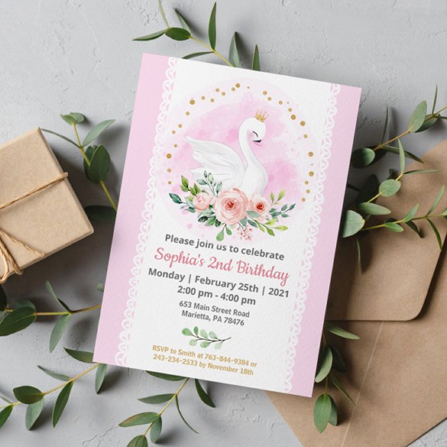 Swan Princess Invitation de fête d'anniversaire (Créateur téléchargé)