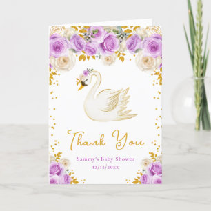 Swan violet et or Rose Baby shower Merci