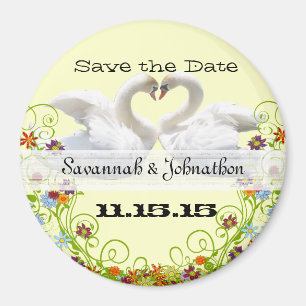 Swans and Swirls Save the Date Mariage Magnet