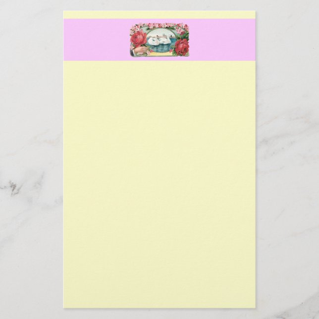 Swans et papeterie Vintage Rose