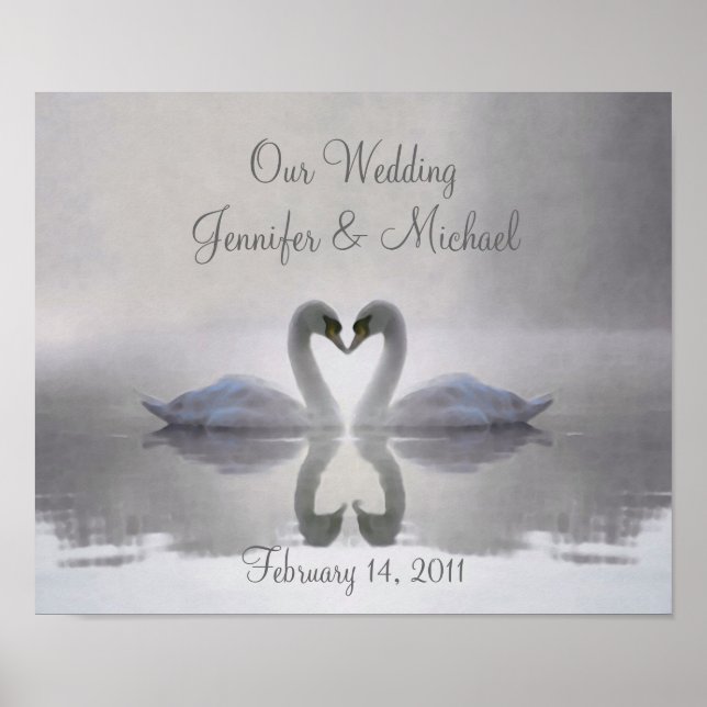 Swans in Love ~ Poster / Mariage personnalisé (Devant)