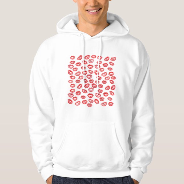 Sweat à capuche à motif de baiser au rouge à lèvre (Devant)