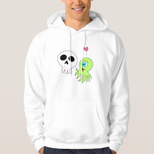 Sweat à capuche Alien aime Skull  (Devant)