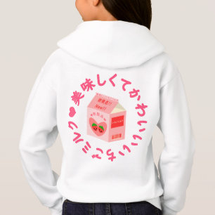 Sweat à capuche au lait de fraise Kawaii de style 