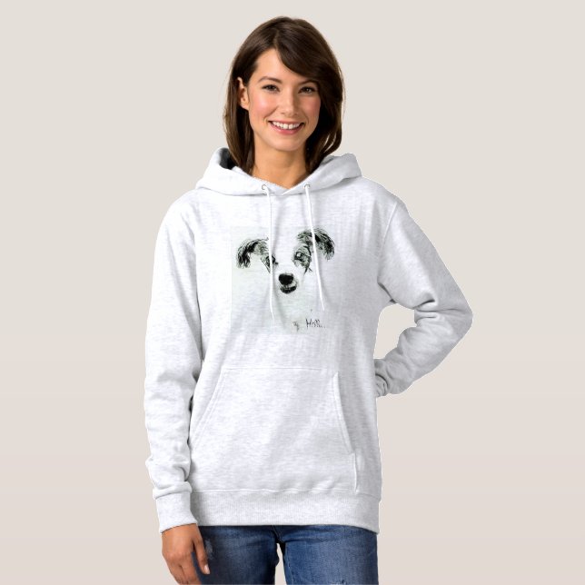 Sweat à capuche avec dessin de chien mignon (Devant entier)