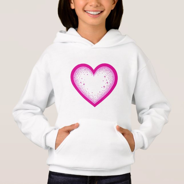 Sweat à capuche avec motif de coeur brillant pour  (Devant)